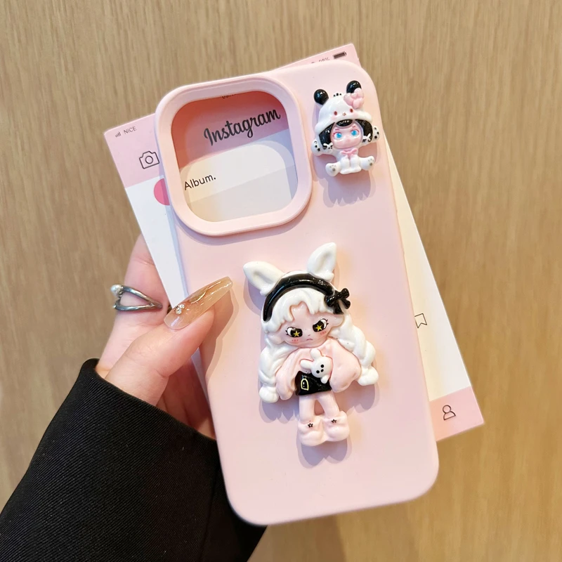 朵拉女孩立体公仔适用苹果13promax手机壳iPhone14/15/16/12软11