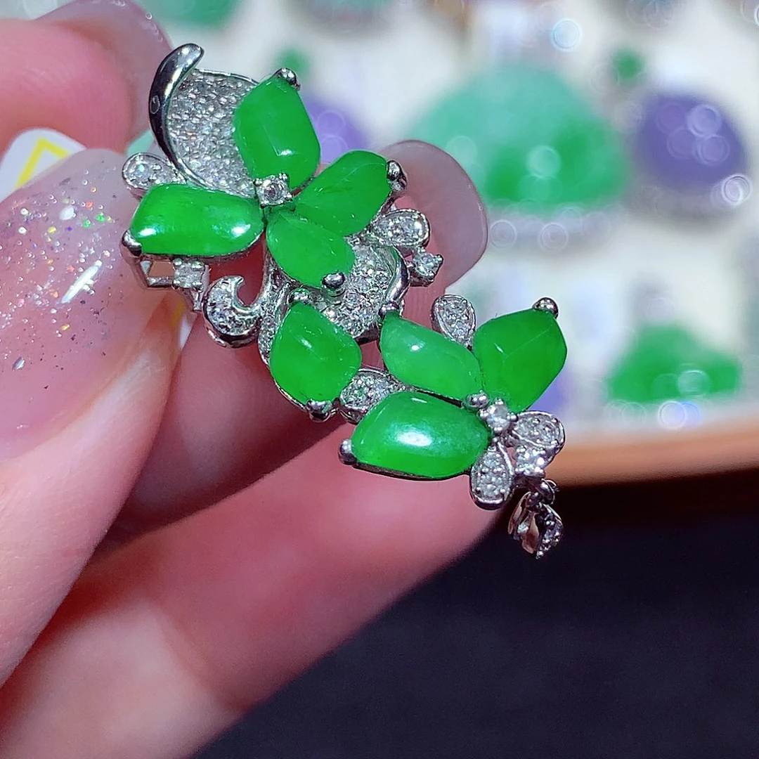 翡翠18K金镶嵌吊坠(不含链)