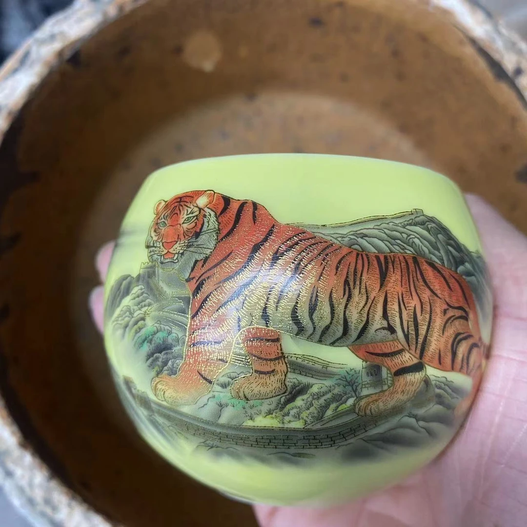 手工茶器 虎啸山河 龙蛋主人杯b