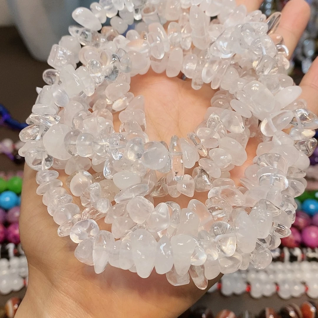 玛瑙/玉髓散珠天然白水晶碎碎绕手4圈