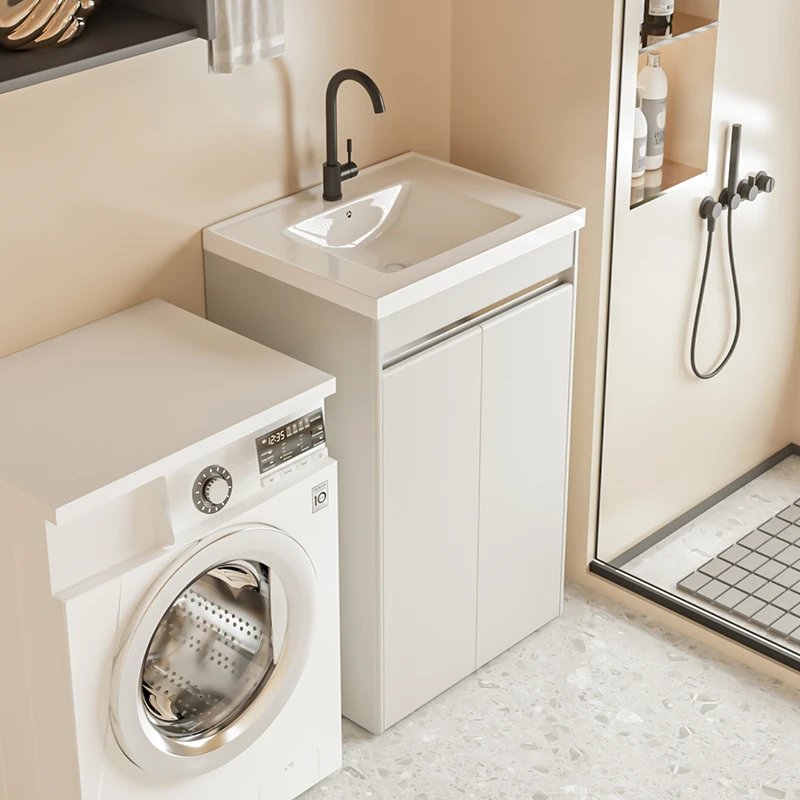 不锈钢落地柜陶瓷一体盆浴室柜组合防水防潮卫生间洗手盆搓衣盆