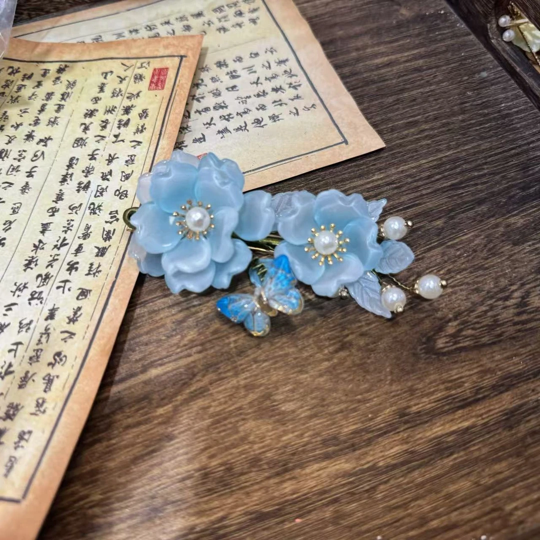 全包线蓝发夹。前尘梦古风汉服配饰