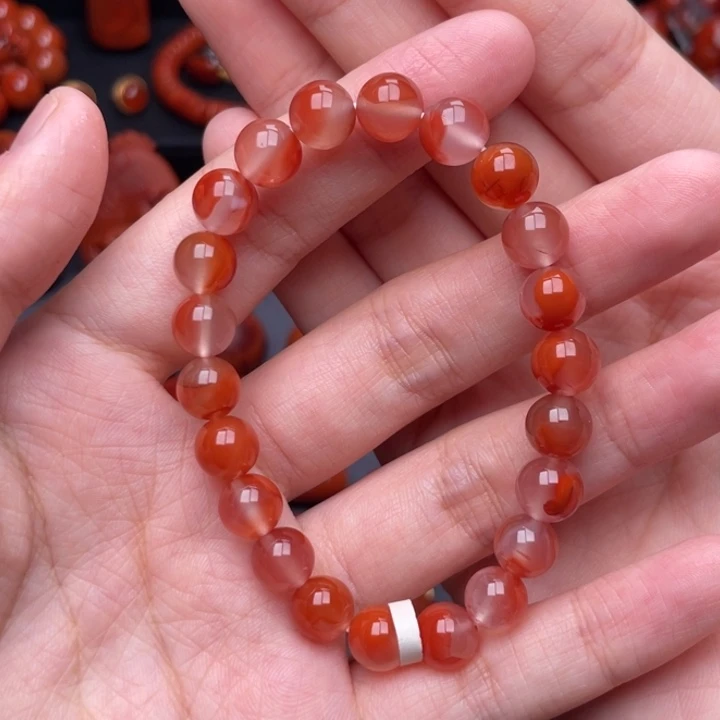 南红玛瑙未镶嵌珠宝奇石单圈8.5mm