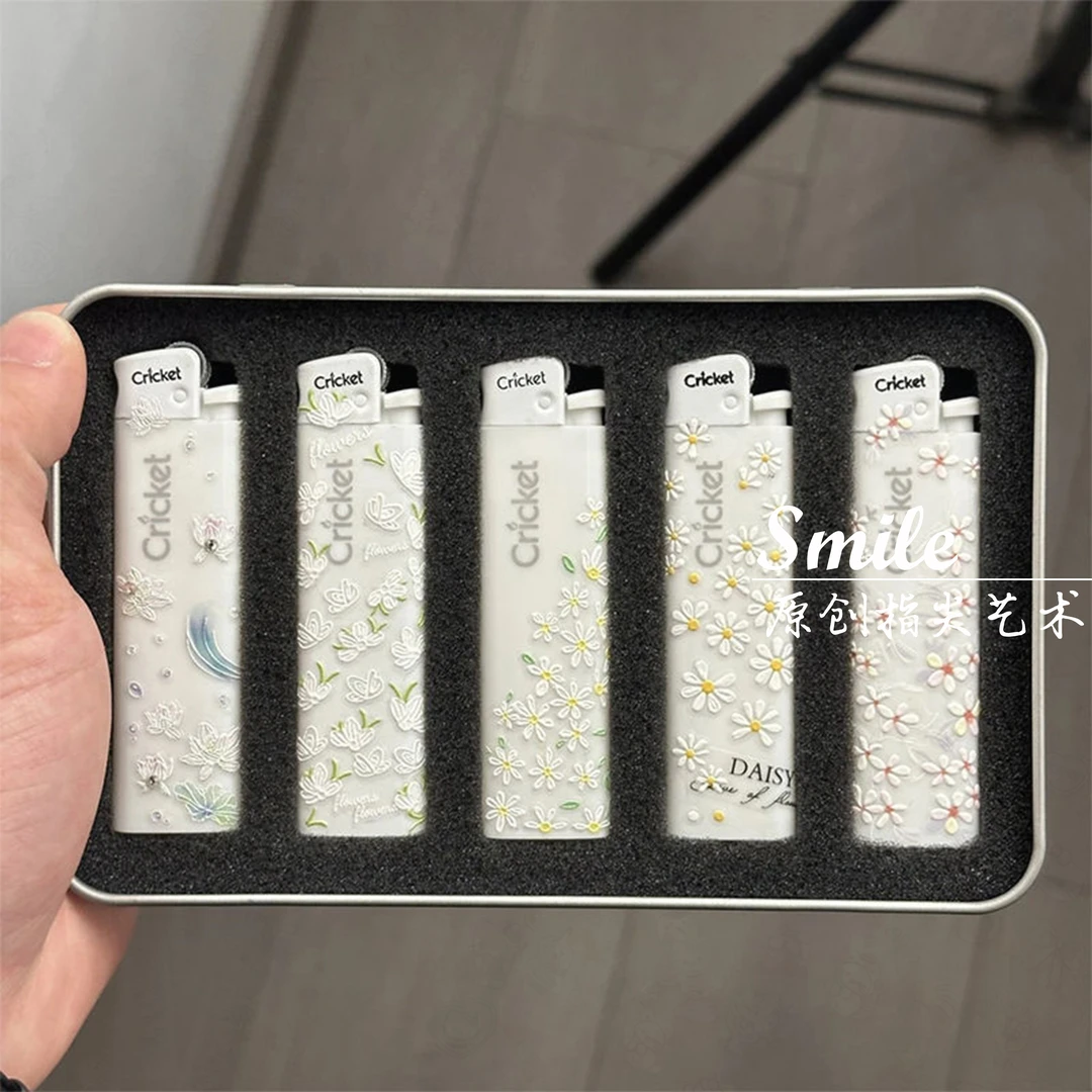 创意高颜值草蜢DIY打火机同款小雏菊贴纸送男友礼物防水浮雕贴纸