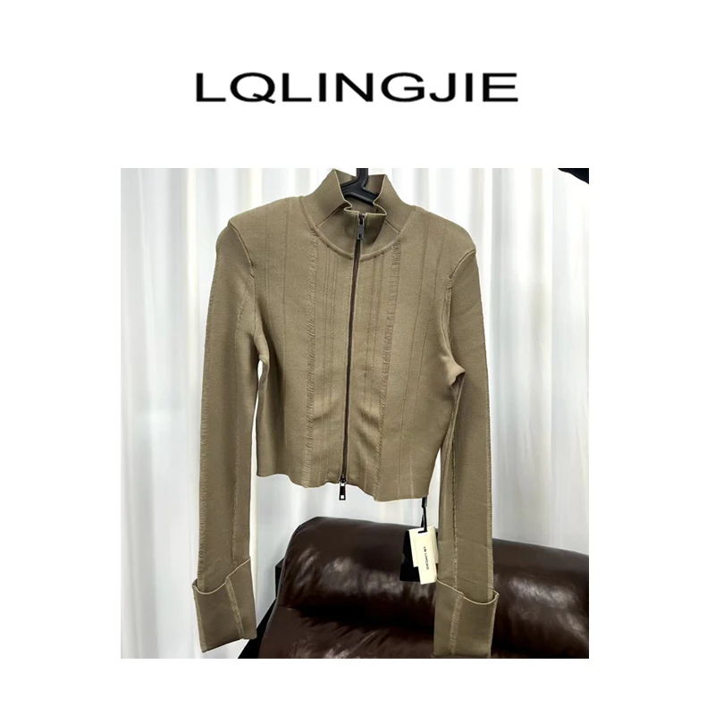 LQLINGJIE设计师款镂空针织翻袖毛衣外套92602