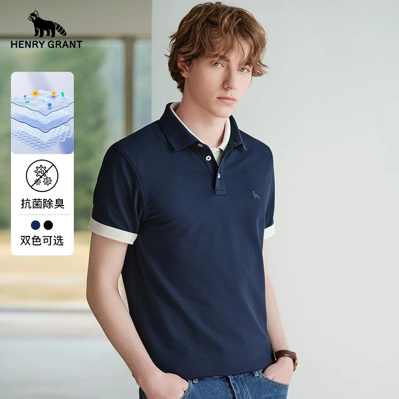【莱卡凉感】亨利格兰夏男士男装潮流polo衫弹力轻薄t恤风格穿搭