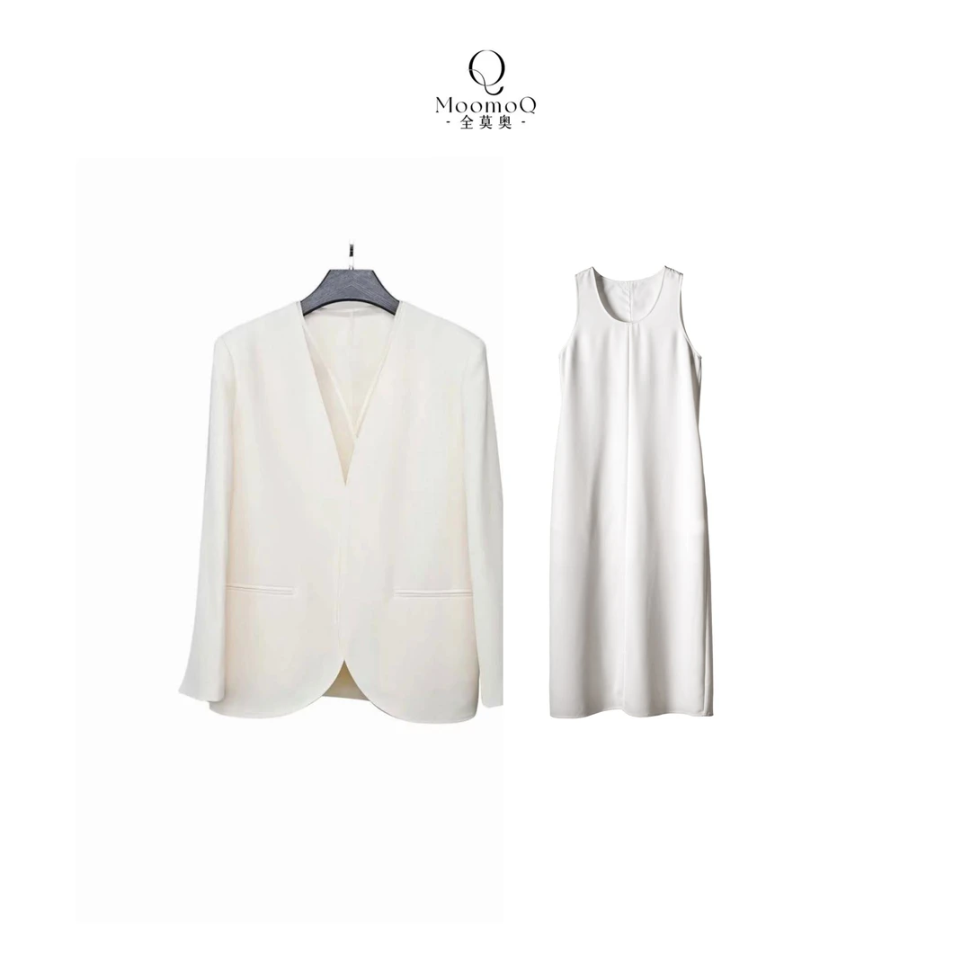 【奶油泡泡】~夏秋女款宽松休闲小众潮流时尚西装套装连衣裙两件套