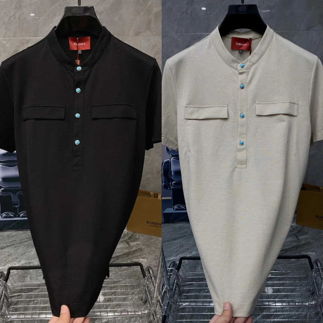 夏季新款男士轻奢时尚休闲百搭天丝亚麻短袖T恤 58902