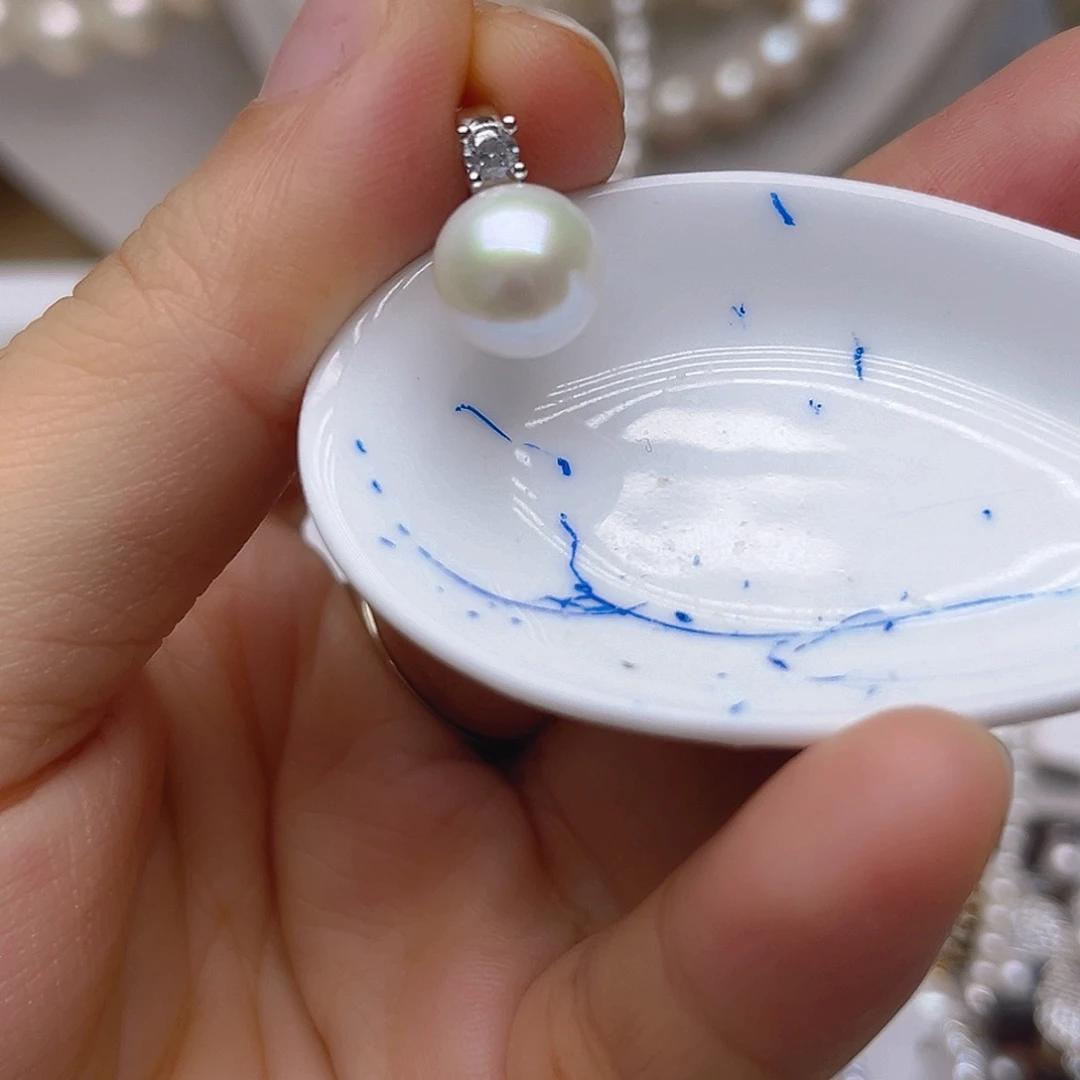 淡水珍珠吊坠或者耳钉银S925镶嵌