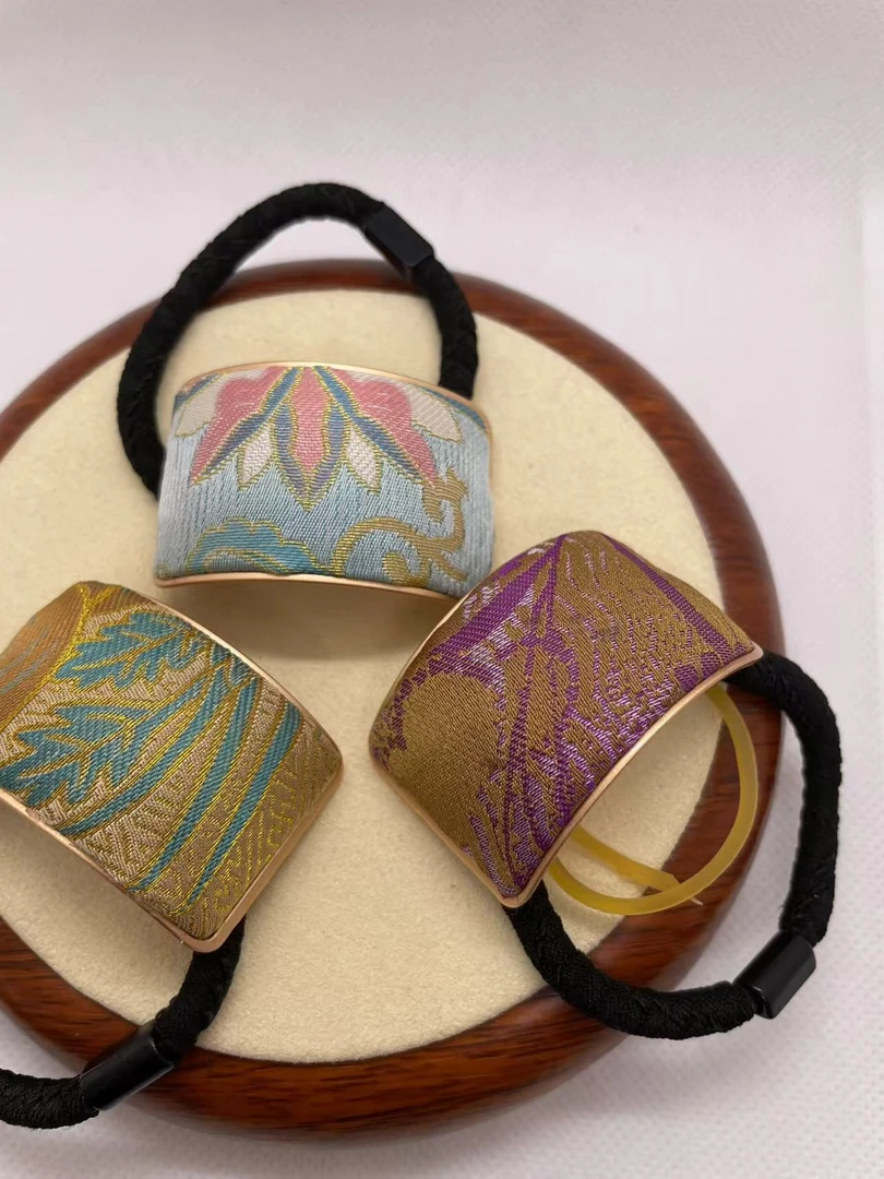 民族风宋锦大气发绳发圈手工头绳复古发饰彩色百搭头饰宽边时尚