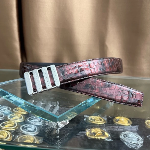 史蒂芬新款百搭男士皮带高档休闲老鹰头牛皮腰带青中老年时尚算盘