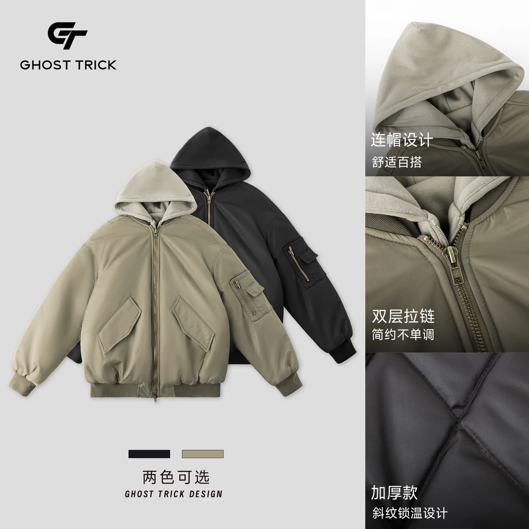 冬季新款连帽飞行夹克棉服外套YF8898