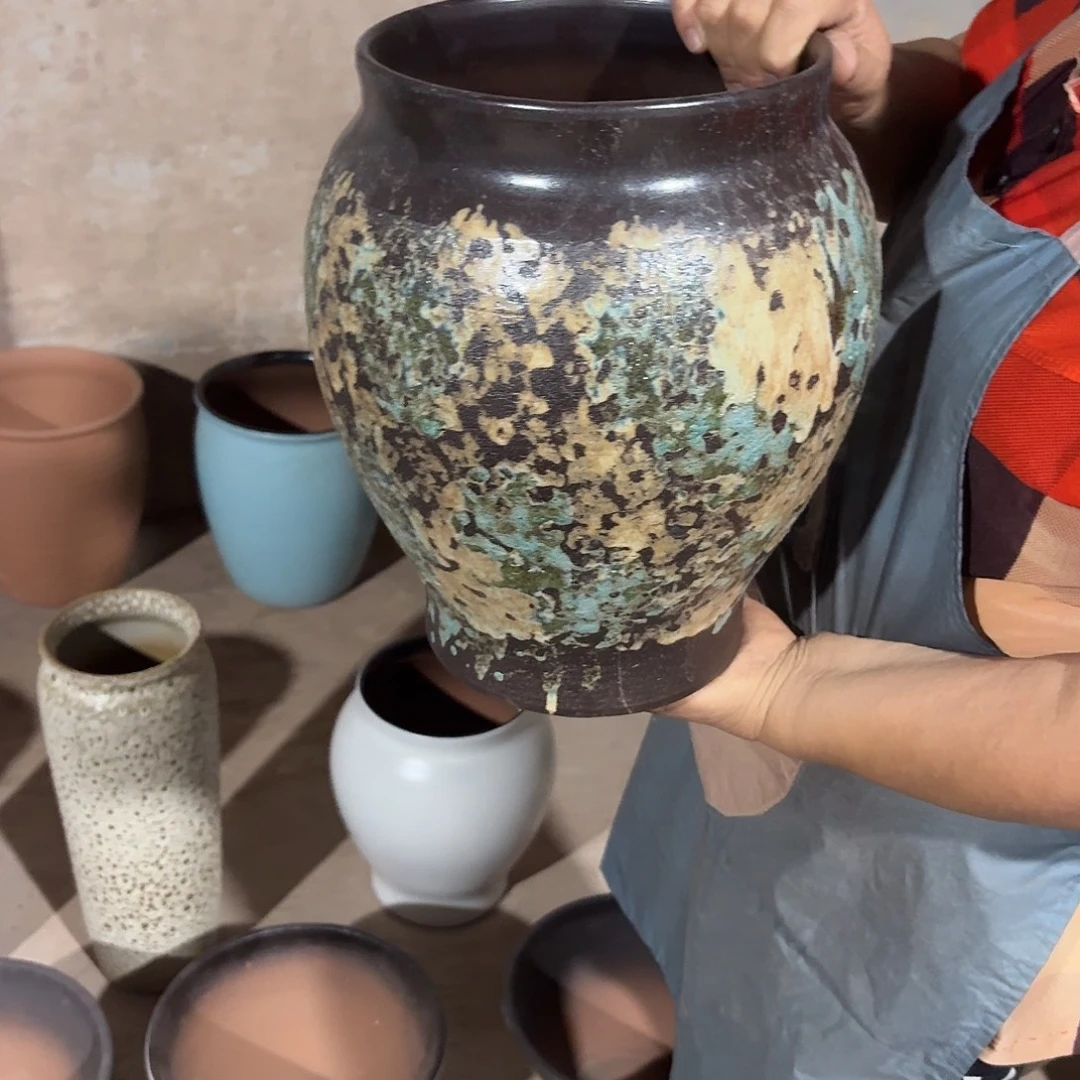 紫砂花盆口20高31