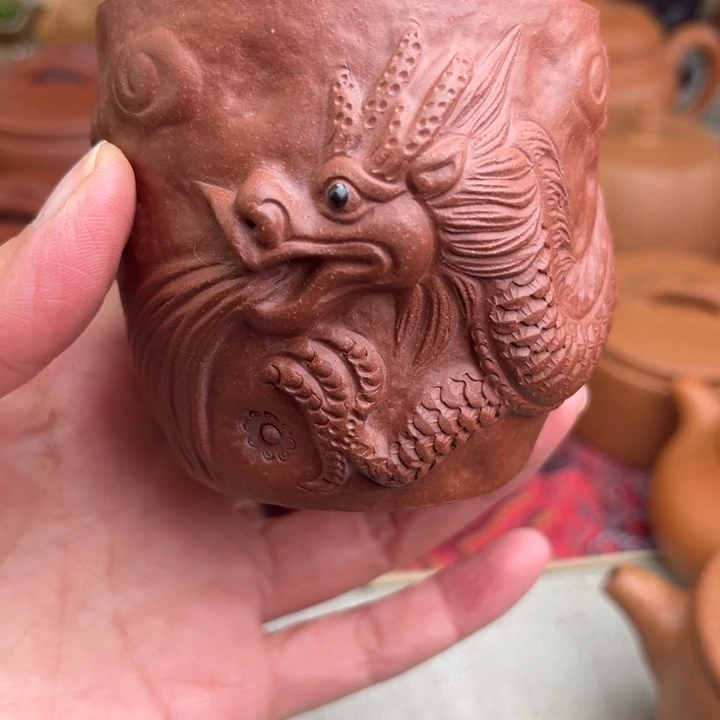 紫泥茶壶原矿红皮龙龙杯精工半手200cc