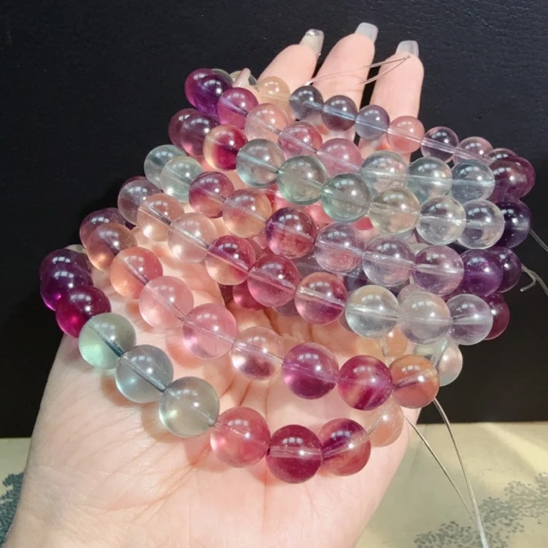 【伟伟鉴定】萤石 圆珠手串 9-10 多样性发货发一件