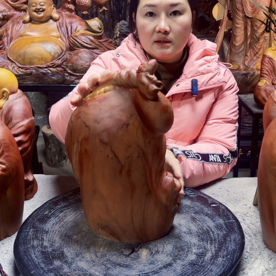 王***了香樟木福袋弥勒佛香樟木