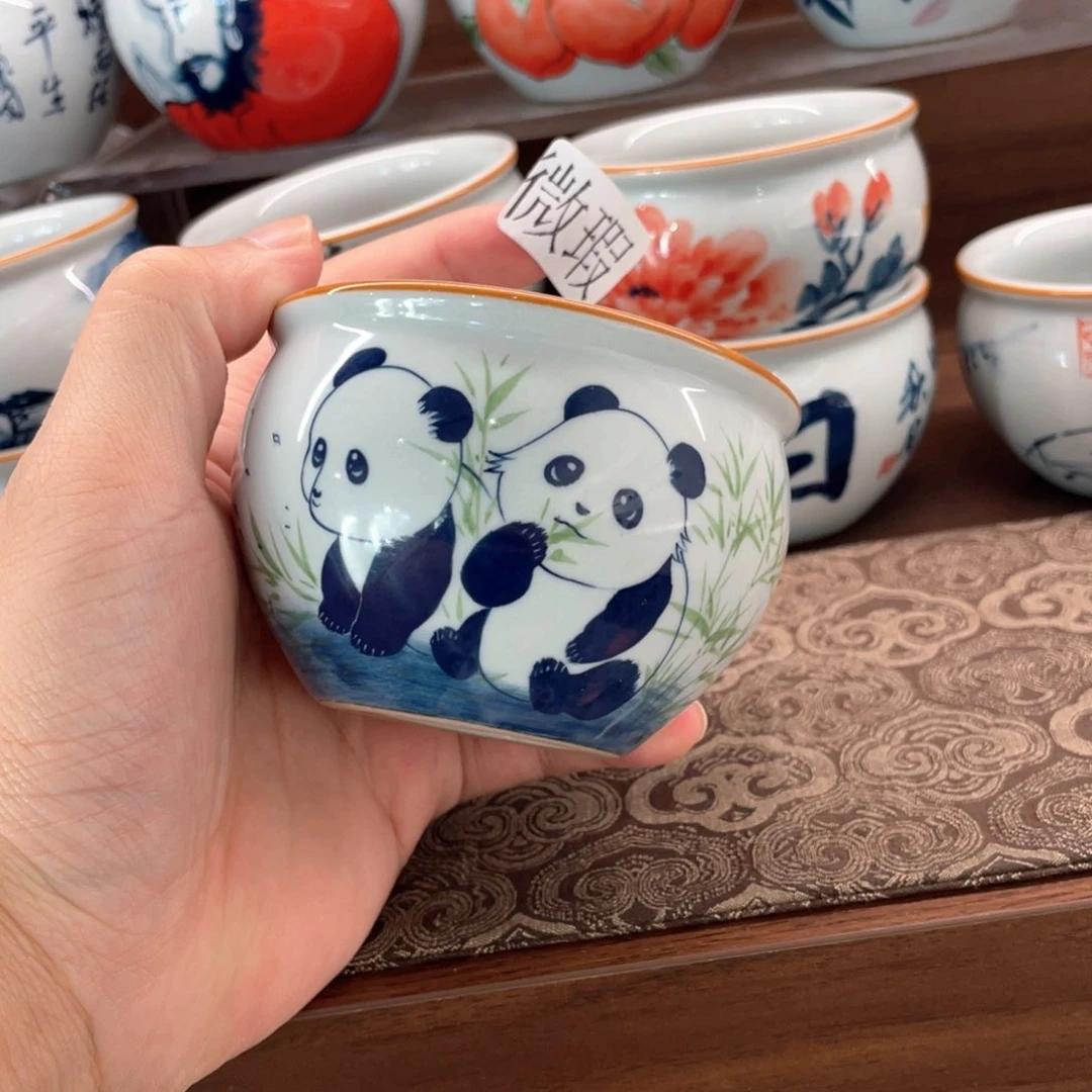 釉下手绘茶具微瑕
