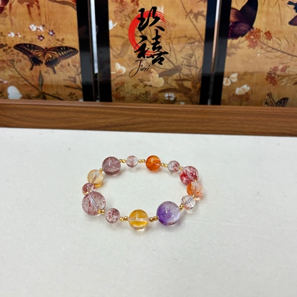 【二妹推荐】高品超七金草莓锦鲤胶花单圈0873 B10120623多样性发一