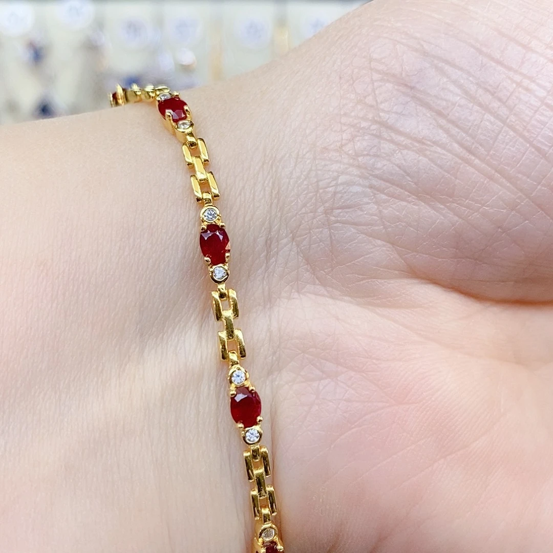 手链银S925镶嵌红宝石