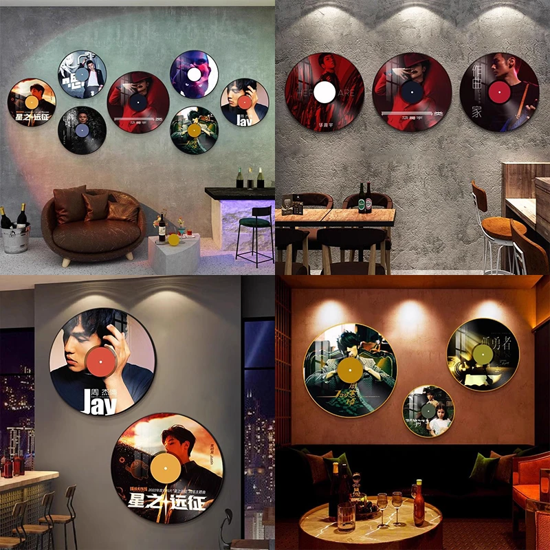 酒吧周杰伦黑胶唱片风装饰画工业风咖啡厅背景墙挂画歌手海报壁画