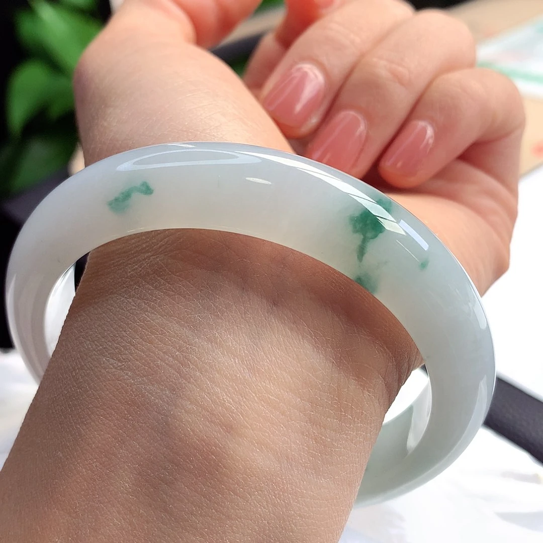 未镶嵌手镯翡翠60-61圈口完美飘花灵气十足12号