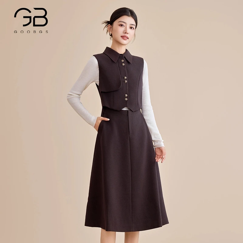 【强哥专属】谷邦GOOBGS 翻领收腰背心连衣裙  G2443117