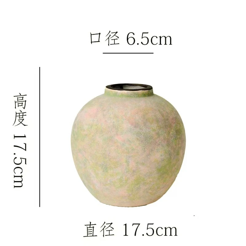 【苔点绿-小圆口瓶】无孔水培桌面陶瓷花瓶干花鲜花插花花器
