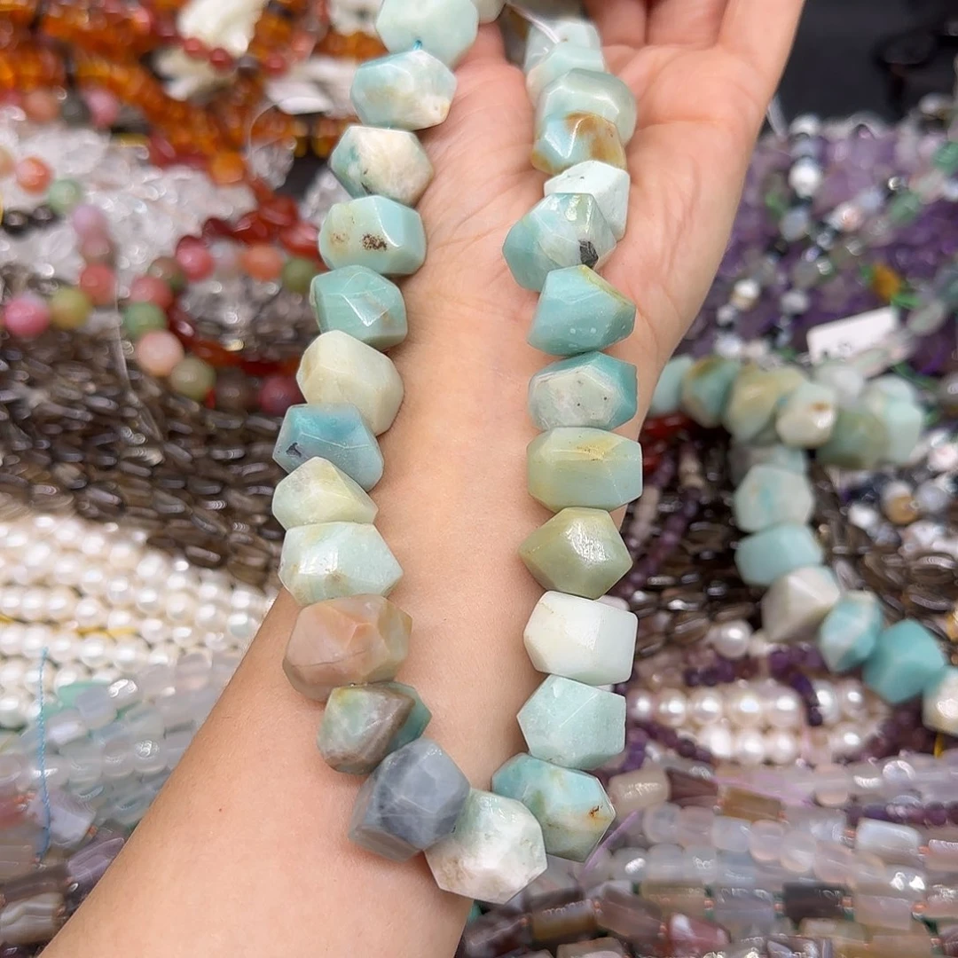 玛瑙/玉髓合金珠宝半成品亚马逊天河石17mm一条