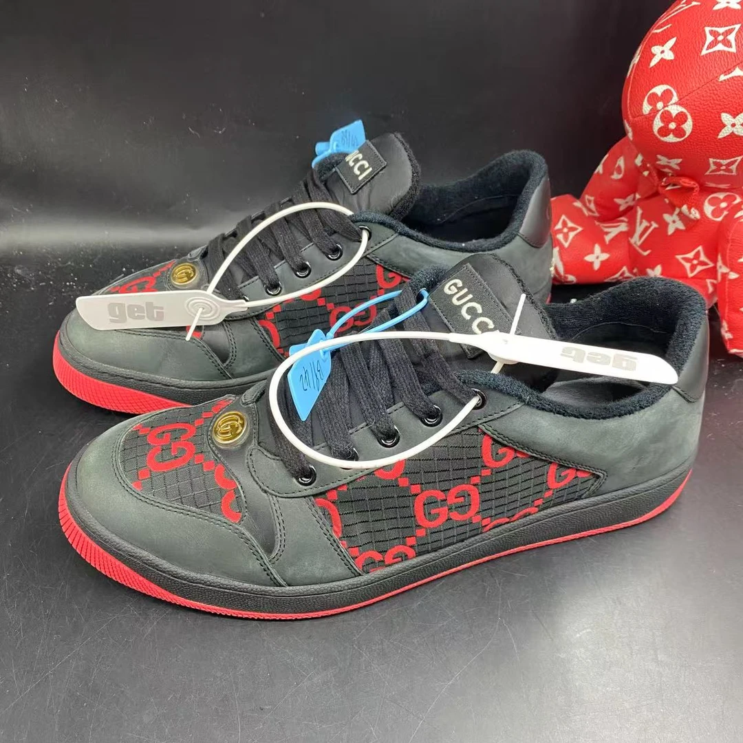 95新 GUCCI/古驰 黑色红老花时尚舒适脏脏鞋42欧码olas148