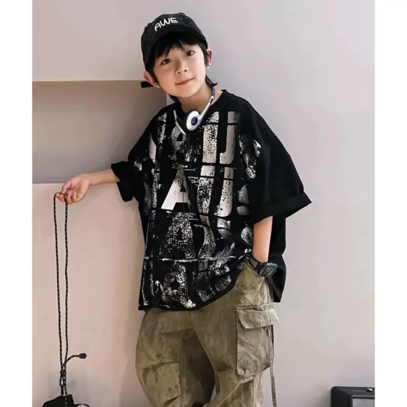 1115 夏季新款中大童休闲韩版短袖T