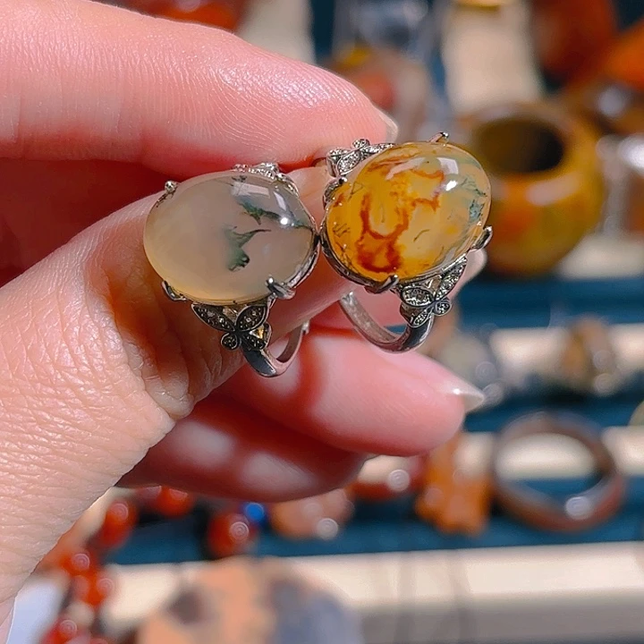 玛瑙/玉髓手链银S925镶嵌桃***浅