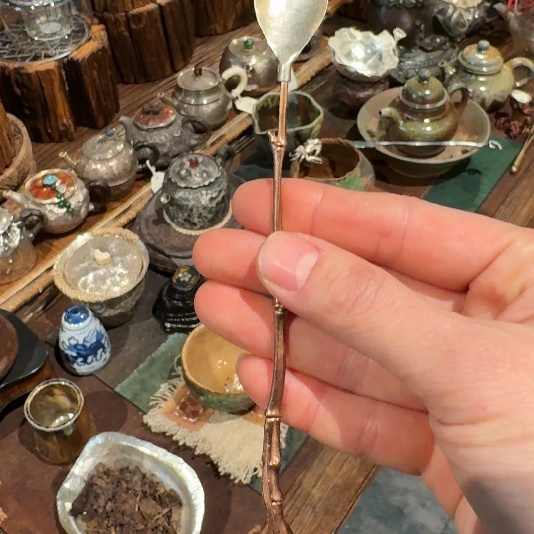 竹节银茶勺铜手工。