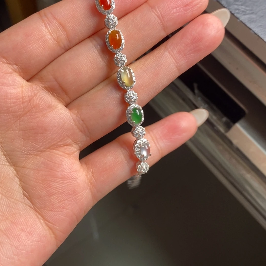 翡翠银S925镶嵌戒指天然翡翠