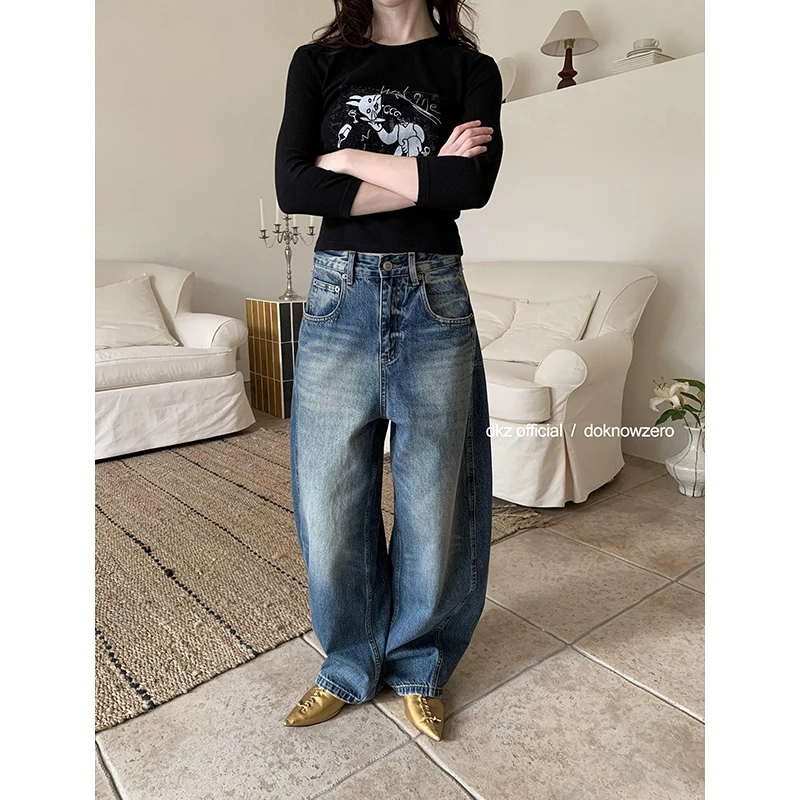 DKZ 怎么都这么好搭!香蕉廓形牛仔裤