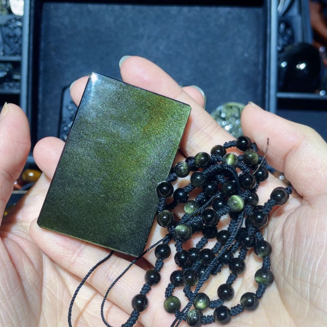 【闪购商品】黑曜岩吊坠(赠链)未镶嵌冠*