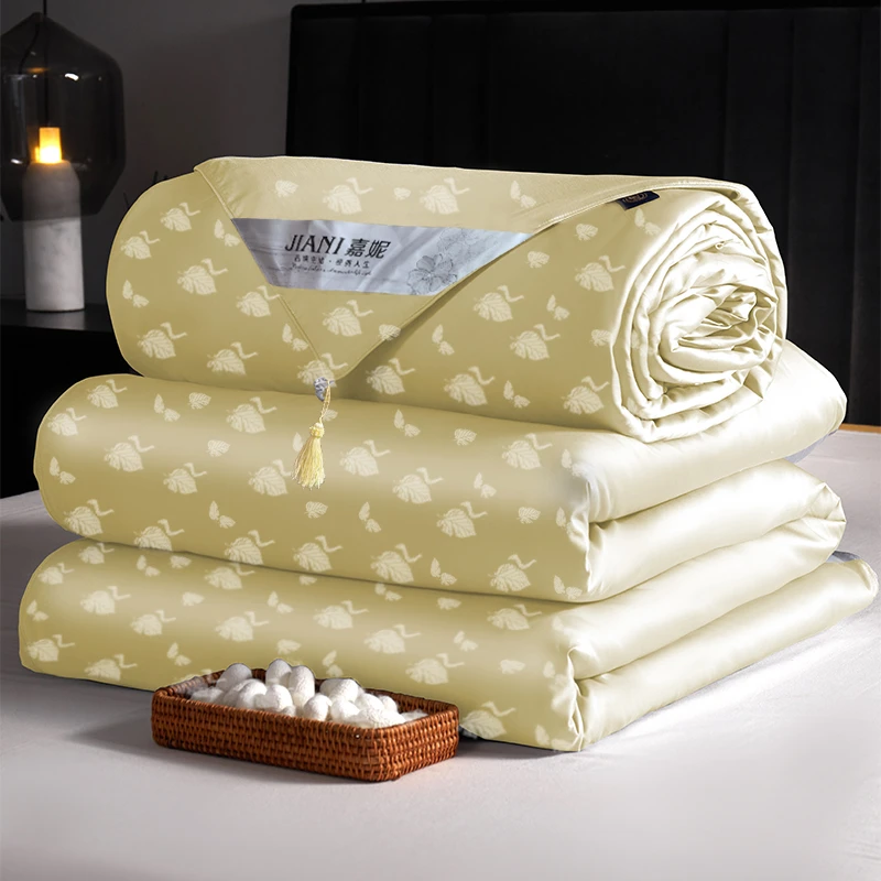 【重约6斤】手工订花蚕丝被子被芯-香槟金