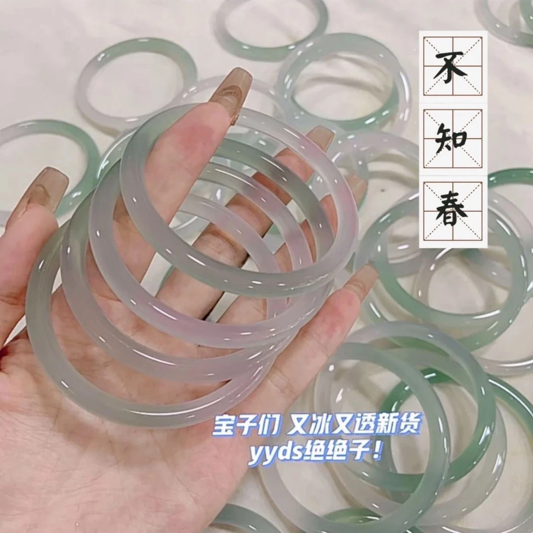 非金属玻璃手镯 细条手镯一步一响叮当镯闺蜜款仿玉髓叮当镯女潮
