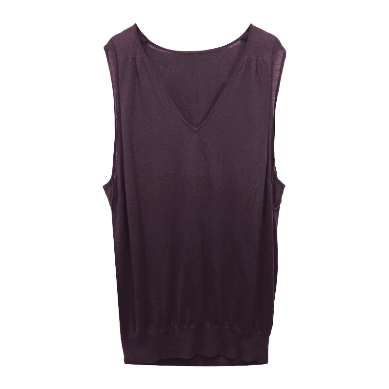 早春针织无袖背心外搭时尚纯色简约日系V领宽松男女小众中长款潮