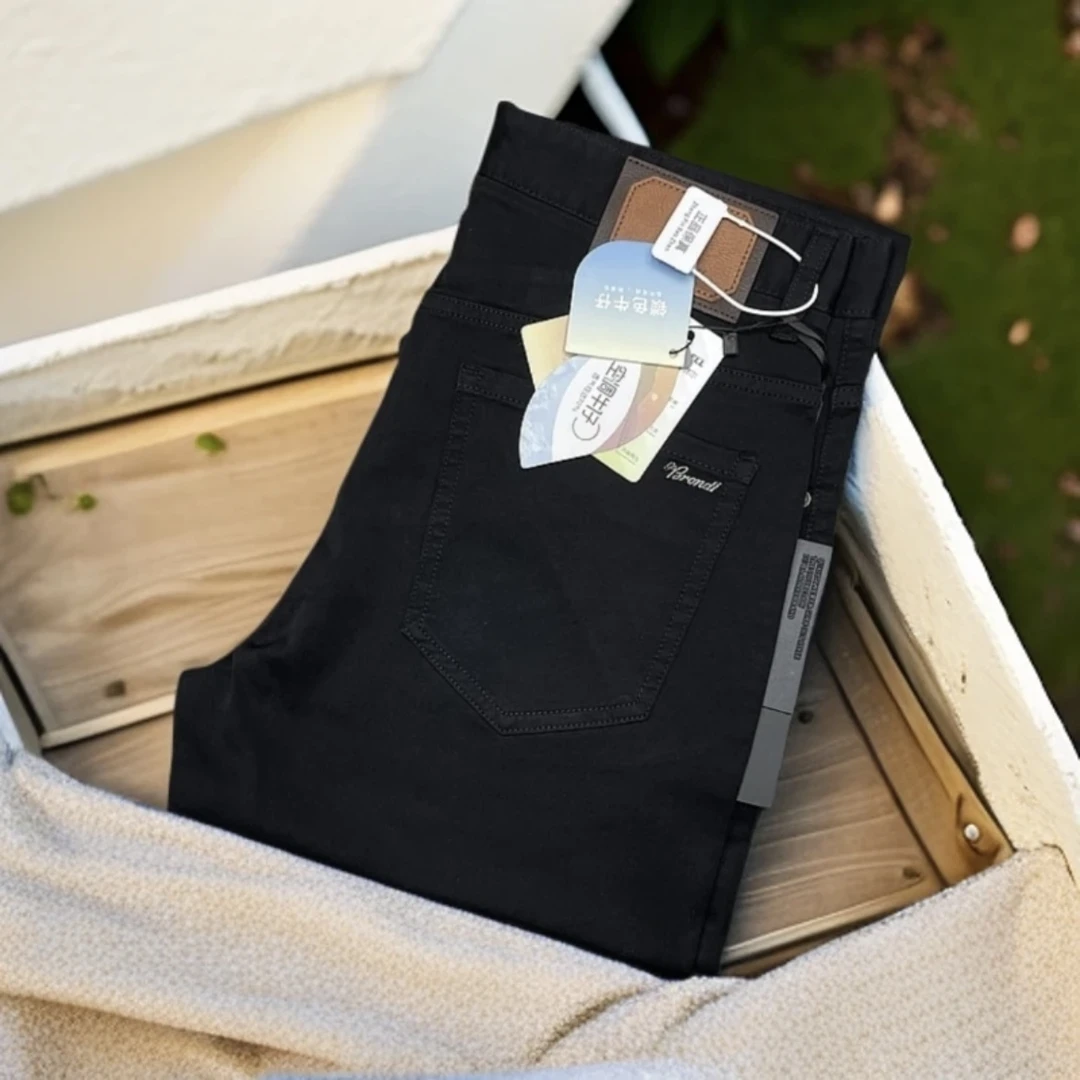 K615男士春夏弹力舒适百搭牛仔长裤  黑色
