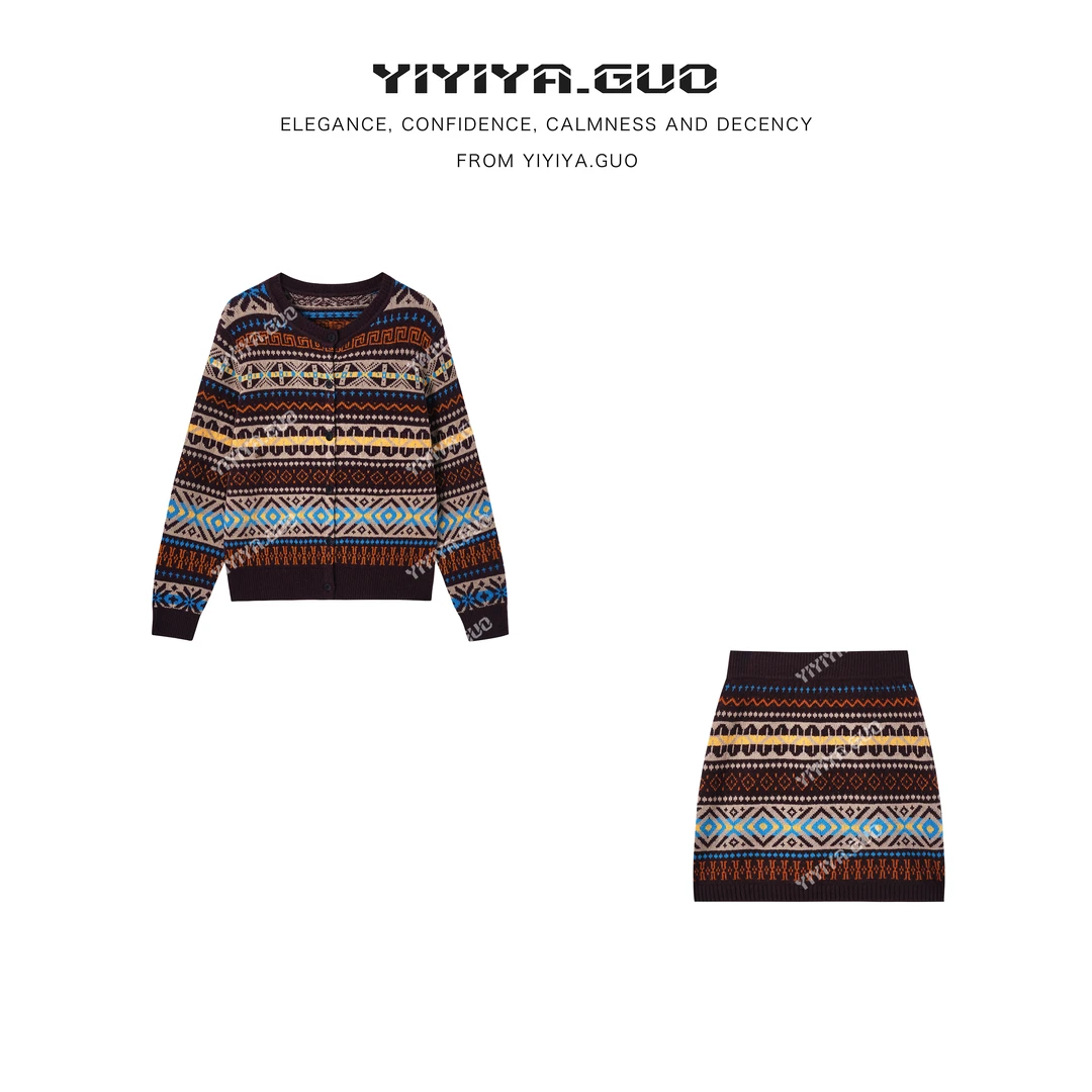 yiyiya.Guo艺艺吖【费尔岛·古着】新款针织上衣裙两件套010189SS52