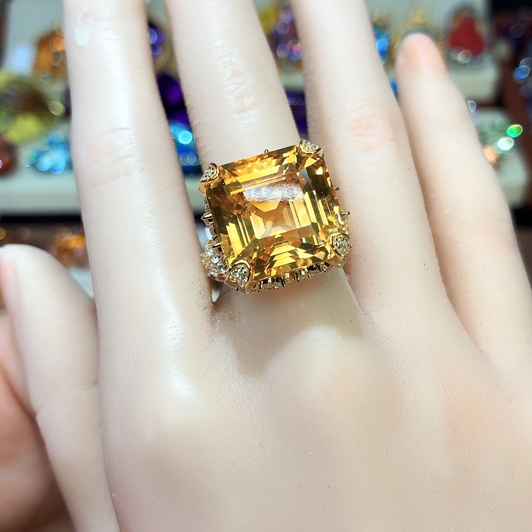 戒指水晶银S925镶嵌