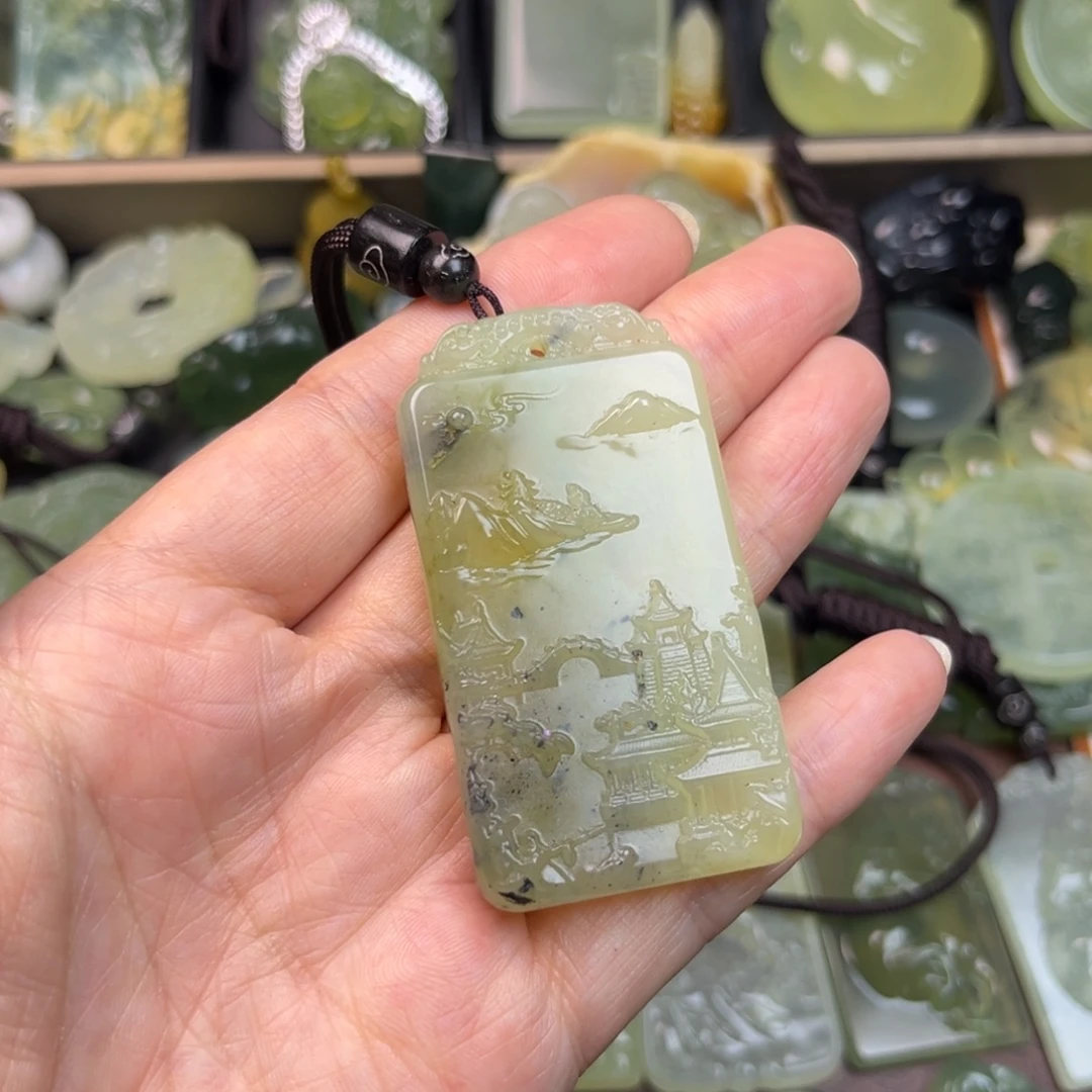 蛇纹石玉未镶嵌吊坠(赠链)