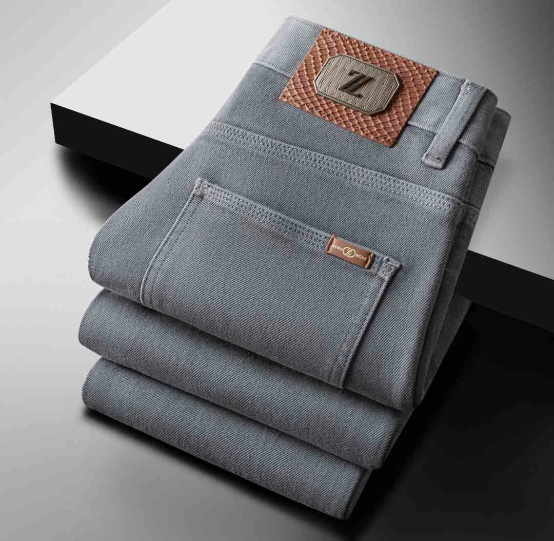 YUANNIU/原牛秋冬新款高奢定制款男士牛仔裤百搭弹力修身小直筒