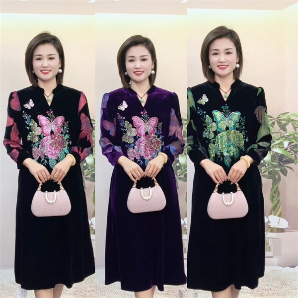 新款重工炫彩蝴蝶连衣裙911