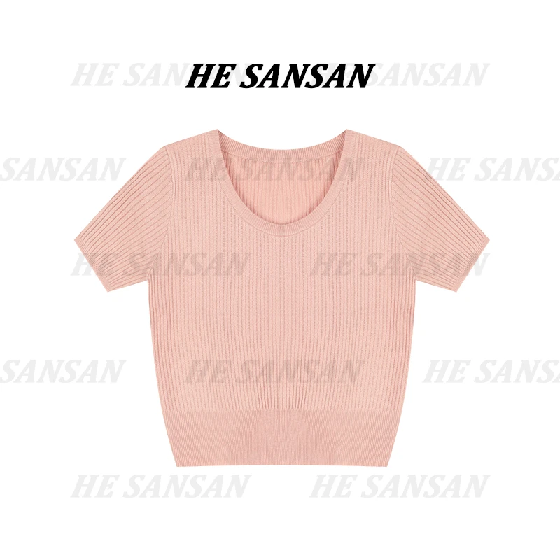【SANSAN】极简气质百搭减龄短袖套头时尚休闲上衣DY-4514