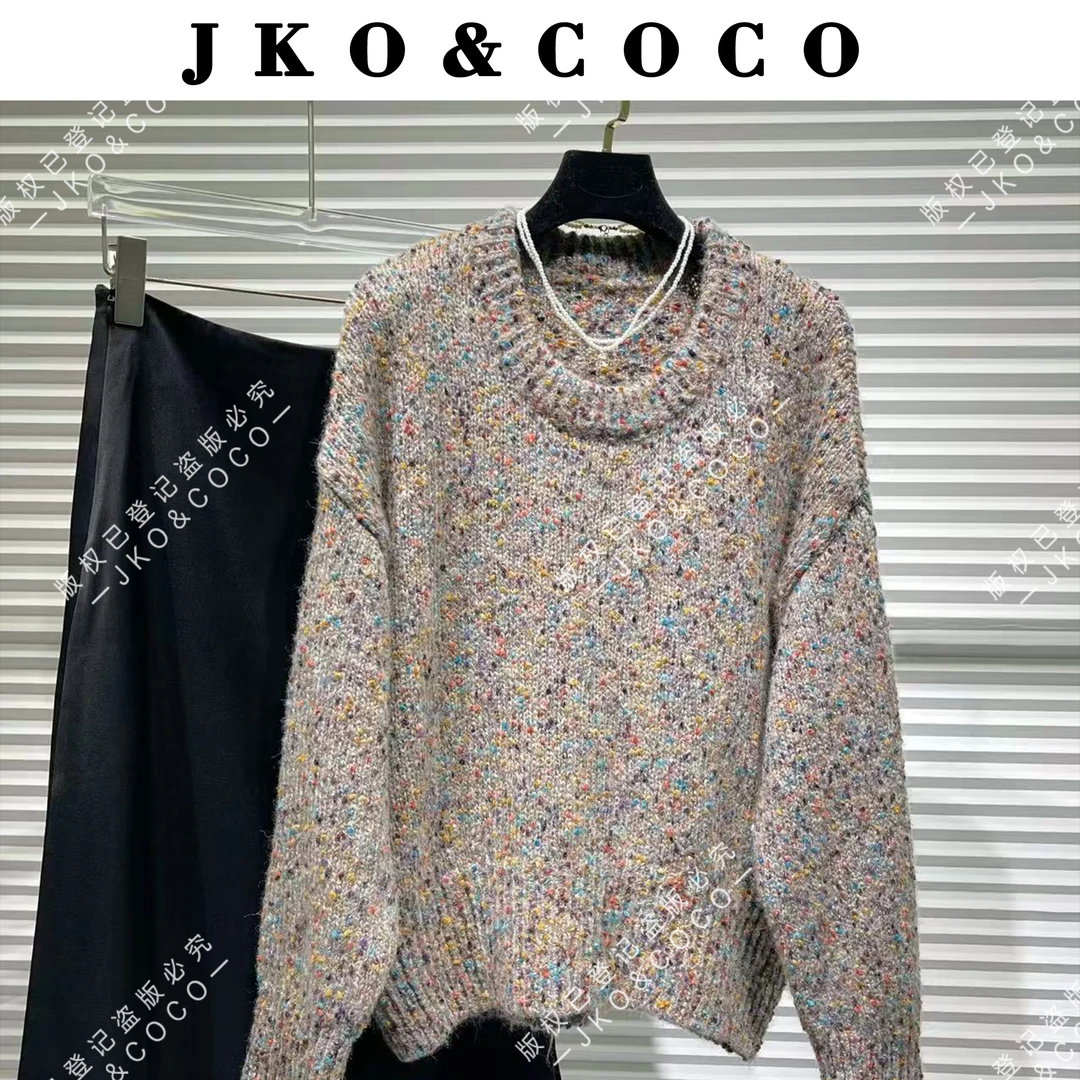 JKO&COCO【七彩糖果】加厚保暖系列 羊绒羊毛混纺 重工拉毛针织衫