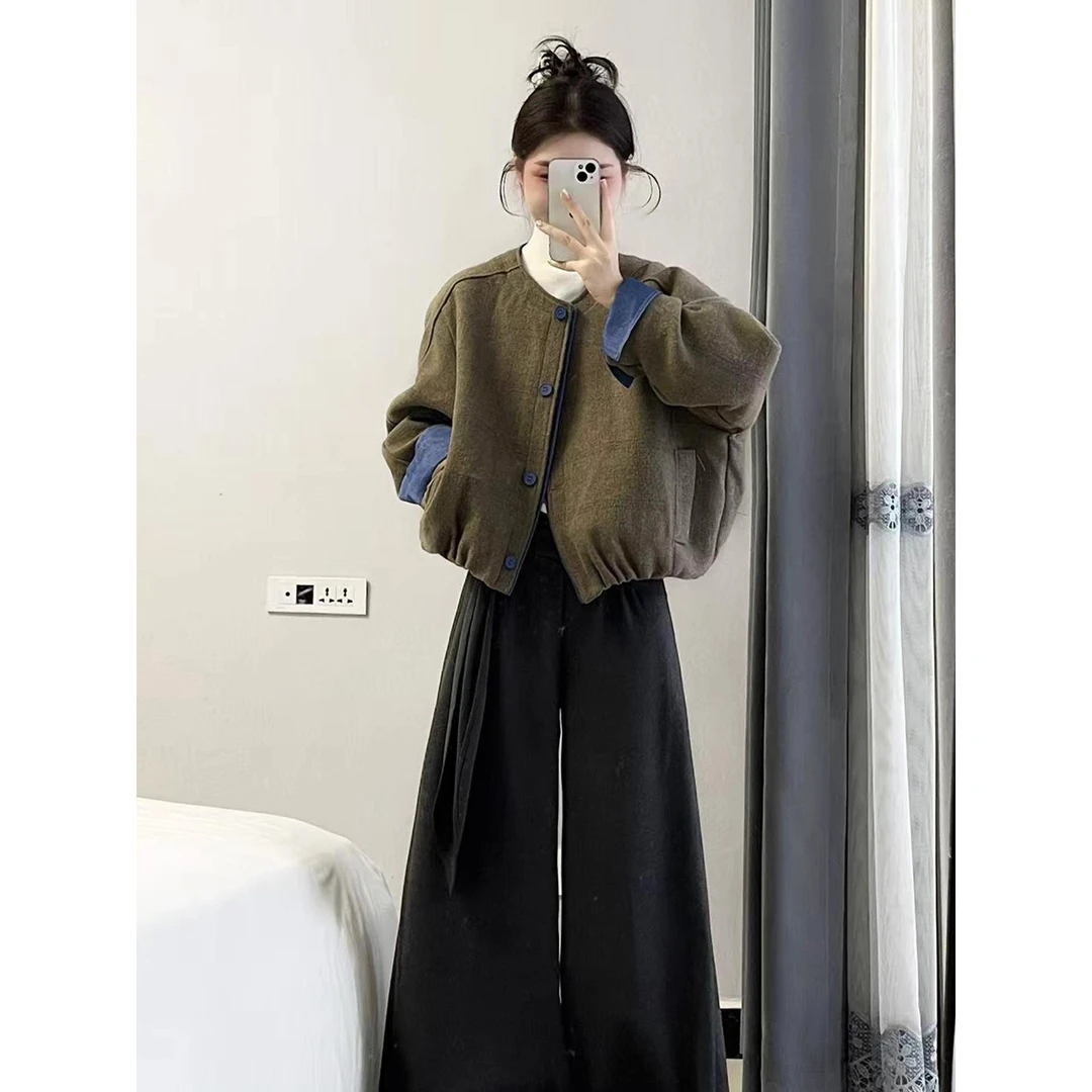 复古风韩系短外套女秋季新款宽松设计感休闲气质巨好看长裤一整套