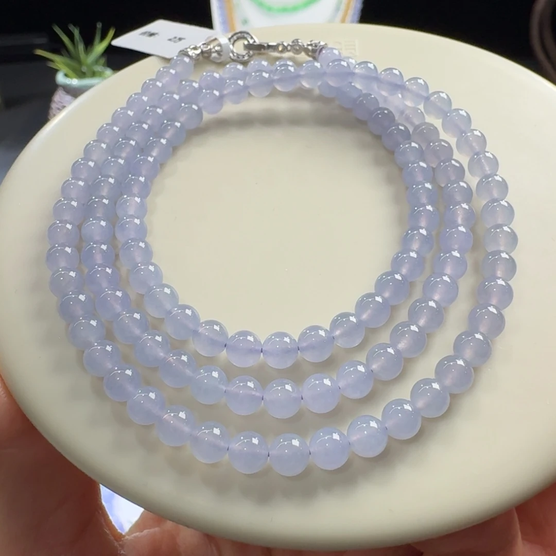 翡翠未镶嵌手链冰紫长串5mm