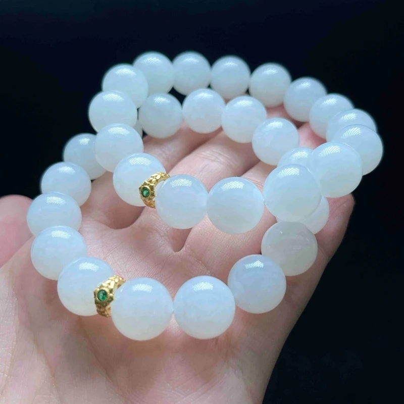 【小魏总珠宝】S925和田玉白玉手串-12mm【多样性发一】