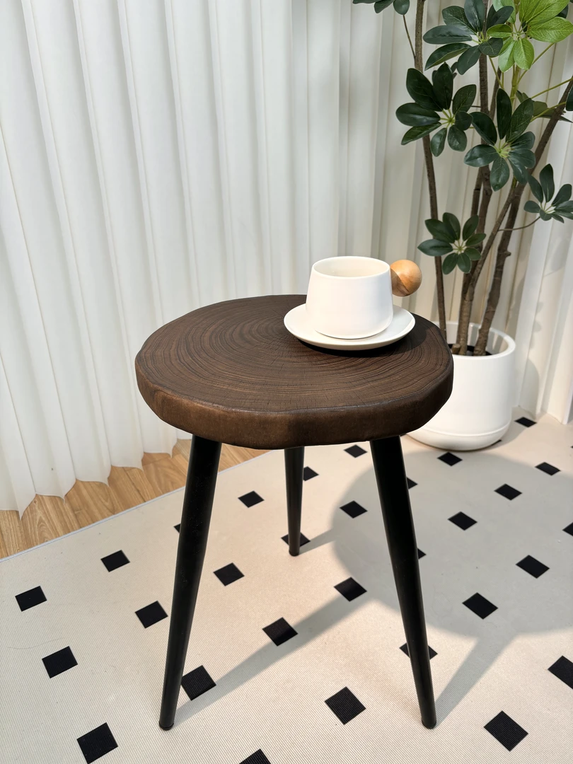 【一物一拍】碳化银杏年轮边几床头几花架音响架